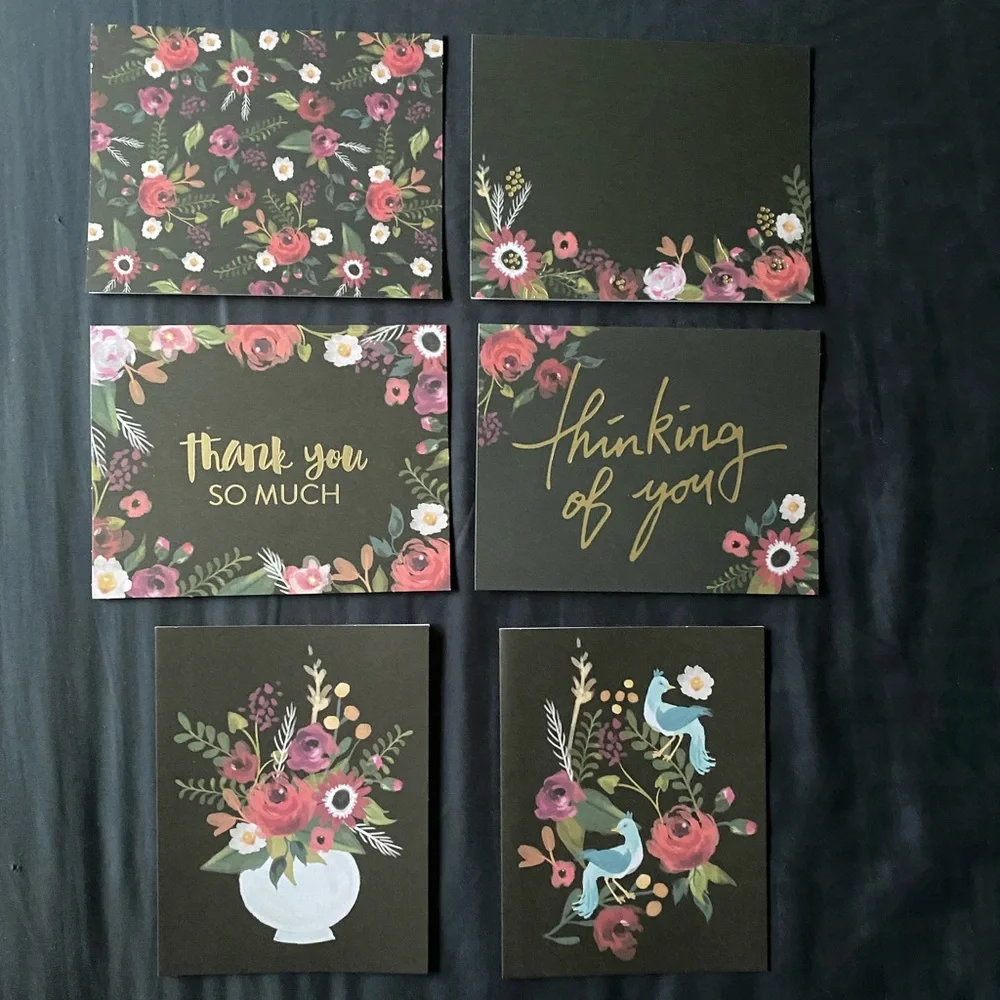 Set of 29 Black/ Floral Cards & Envelopes